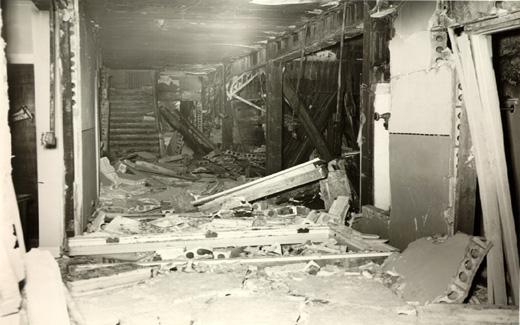 A portion of the third floor was all but destroyed following the explosion and fire.